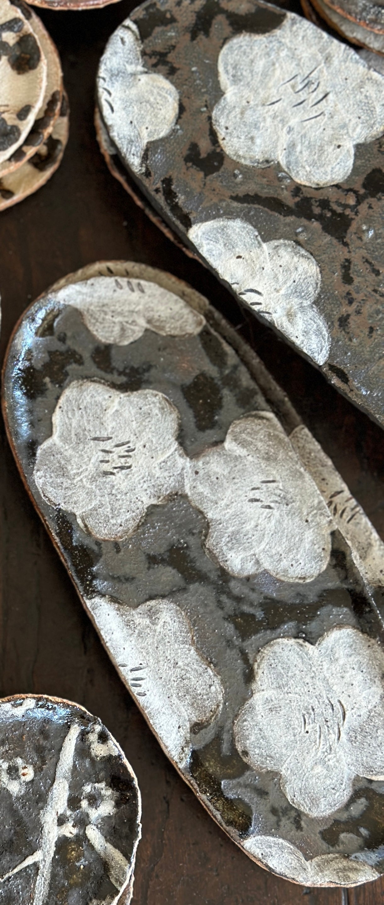 Handmade Painted French Stoneware Trays