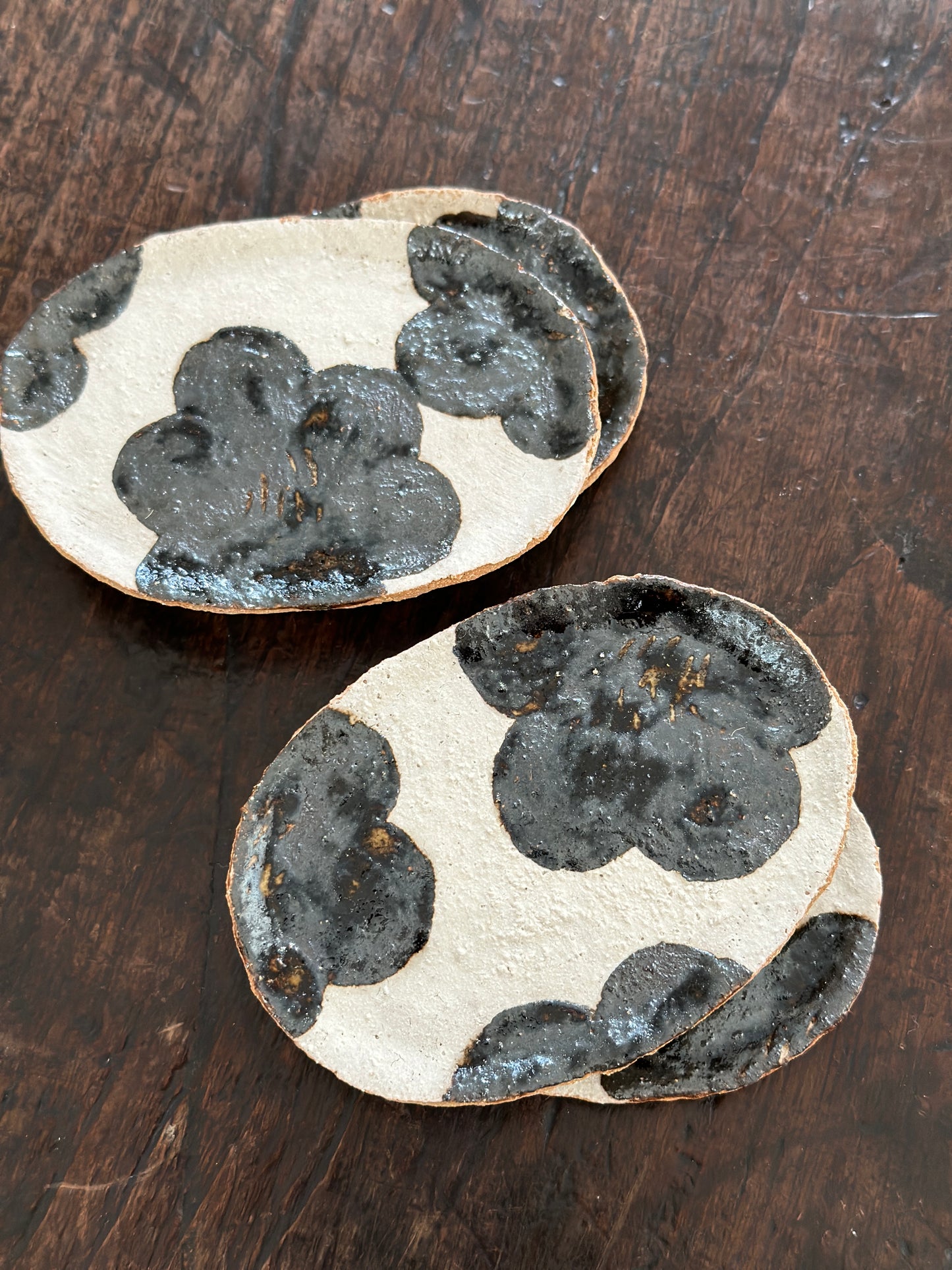 Handmade Painted French Stoneware Trays