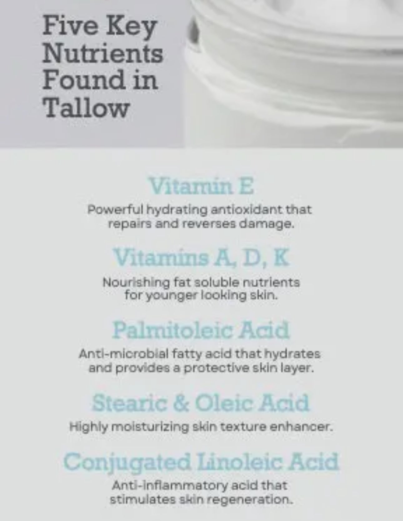 Vanilla Whipped Tallow, All Natural Grass Fed Beef Tallow Moisturizer