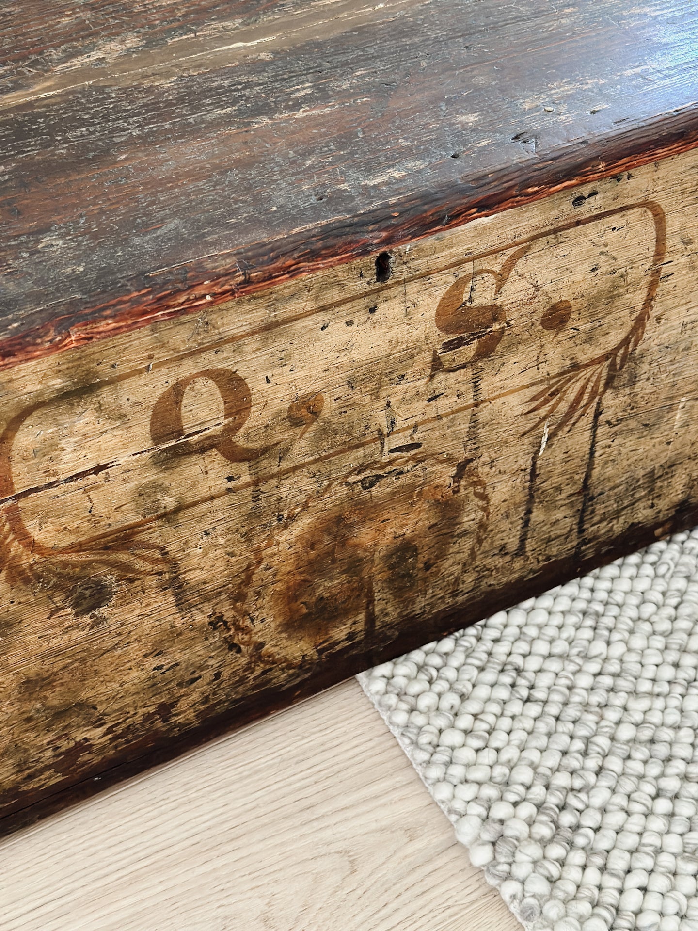 Antique Hand-Painted Wood Trunk/Chest
