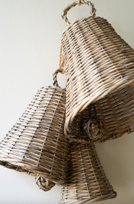 Set of 3 Woven Willow Christmas Bells