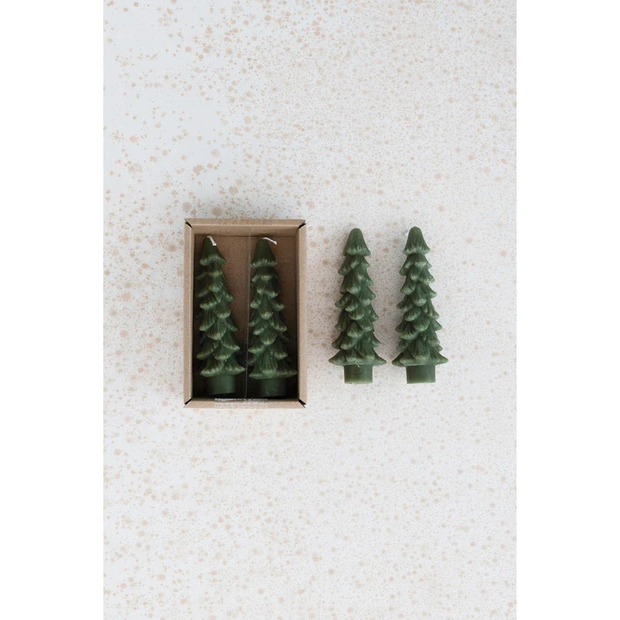 Unscented Tree Shaped Taper Candles, 2 colors