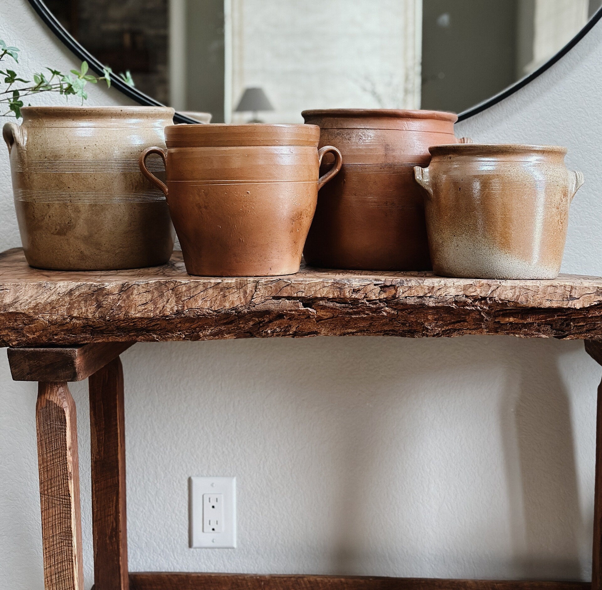 Large Antique French Confit Jars Patina Maison