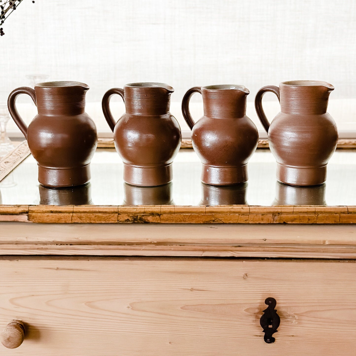 Vintage French Salt Glazed Ceramic Pitcher