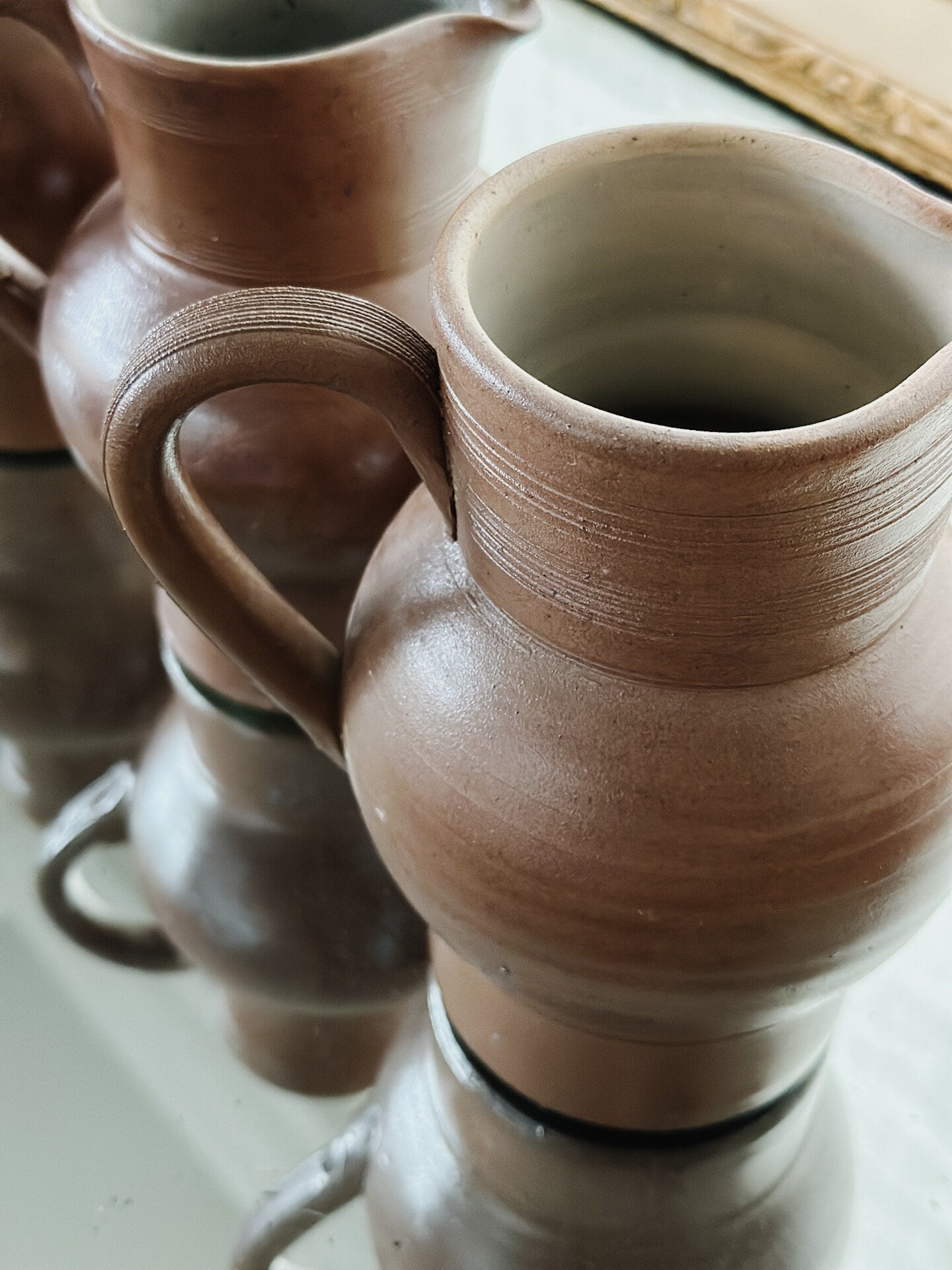 Vintage French Salt Glazed Ceramic Pitcher