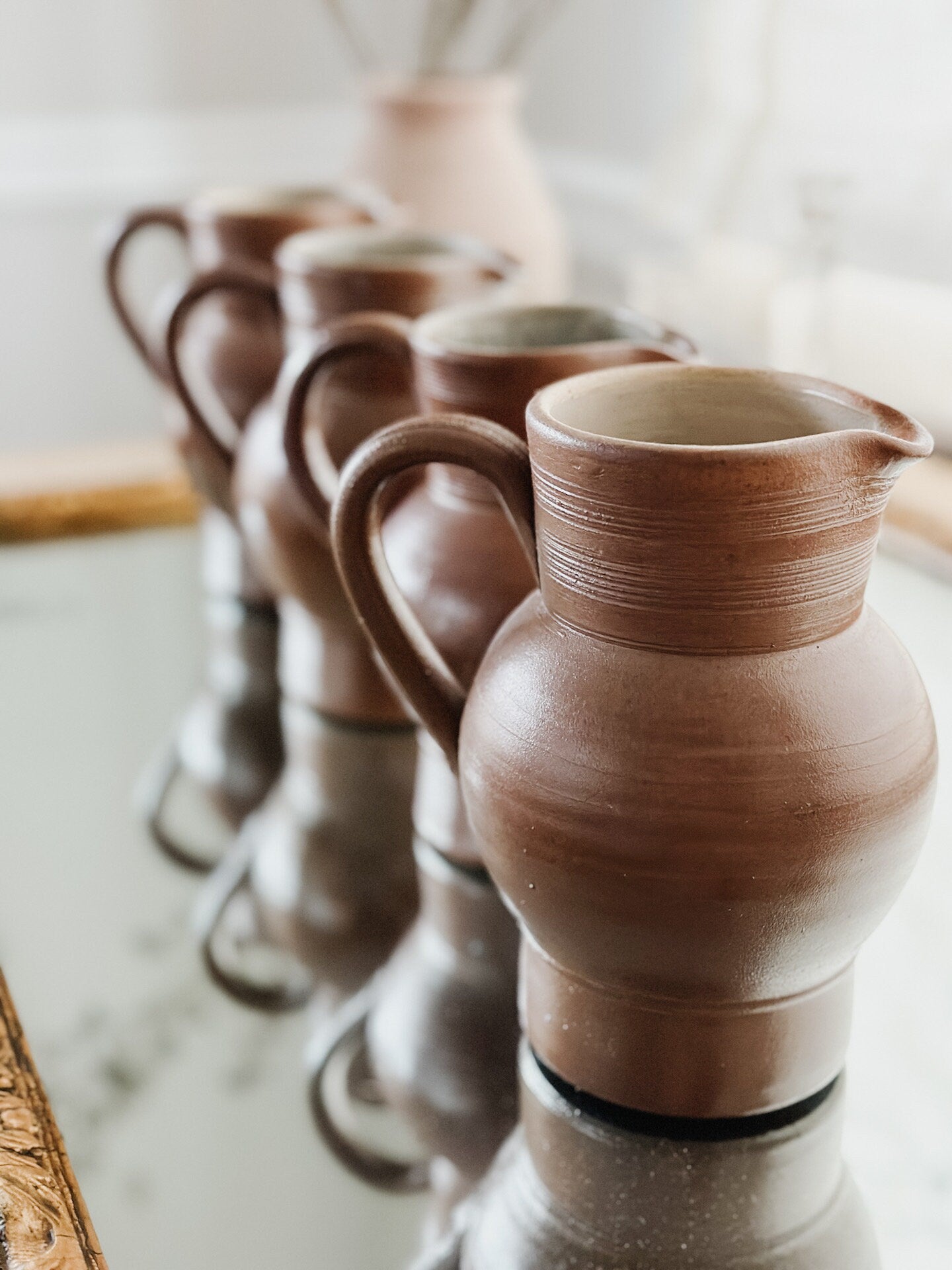 Vintage French Salt Glazed Ceramic Pitcher