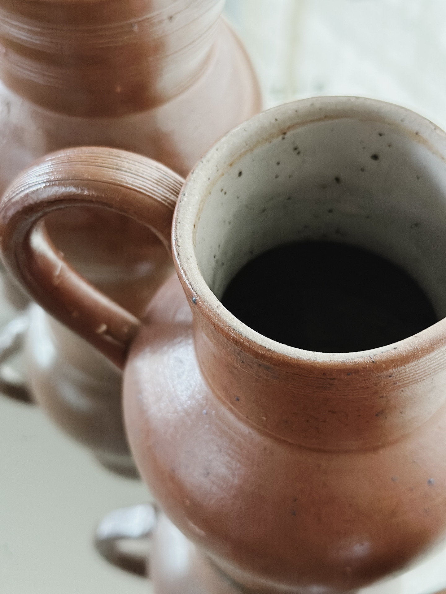 Vintage French Salt Glazed Ceramic Pitcher