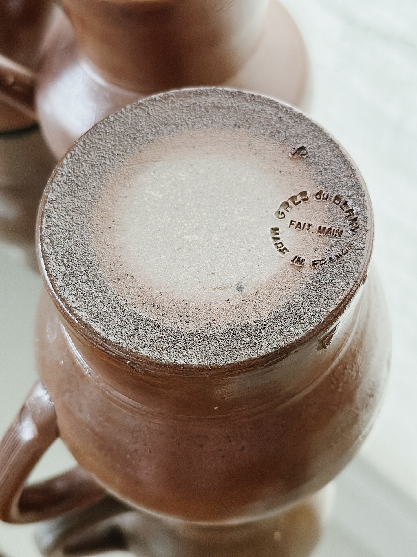 Vintage French Salt Glazed Ceramic Pitcher