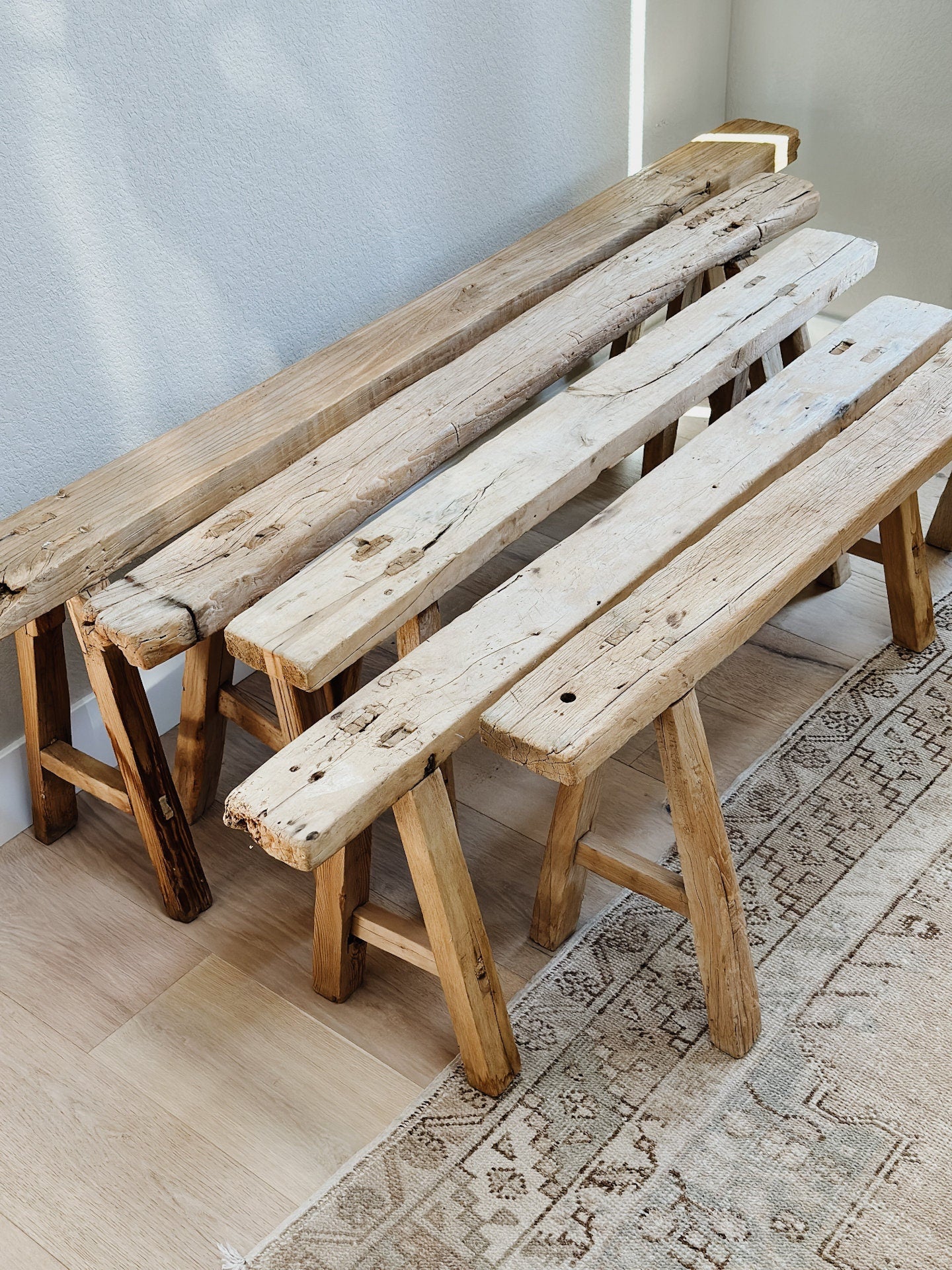 Vintage Skinny Elm Bench