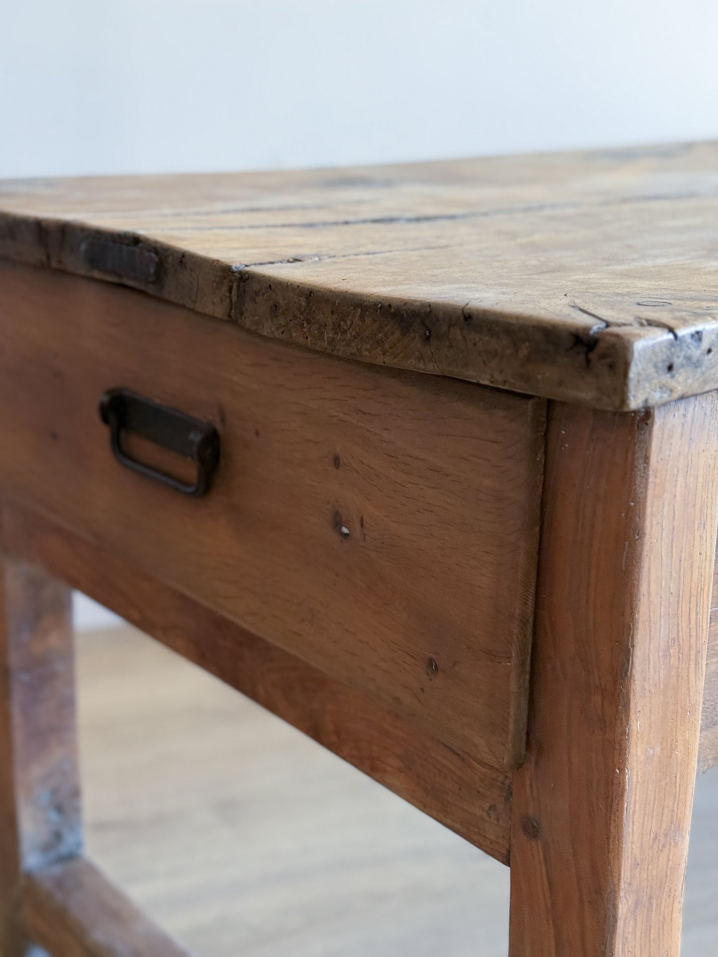 Antique French Elm & Fruitwood Base Work Table