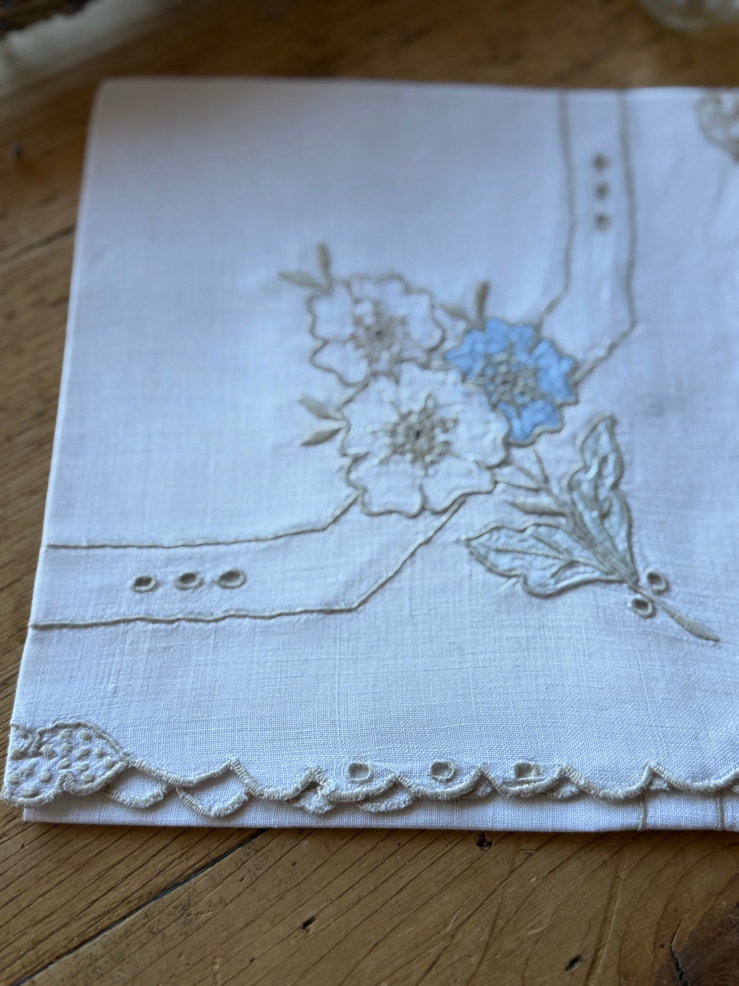 Antique Irish Linen, Hand Embroidered