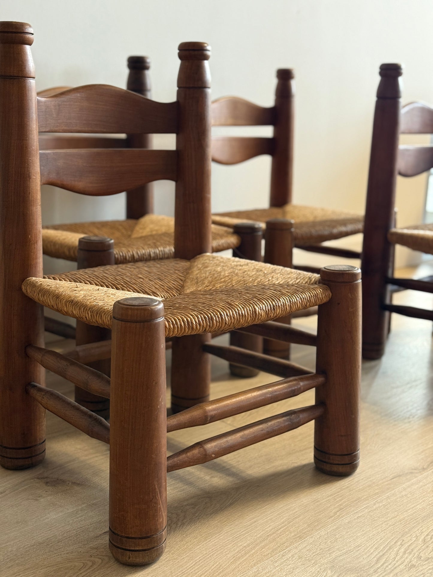 Set of Four Low Rush Chairs by Charles Dudouyt
