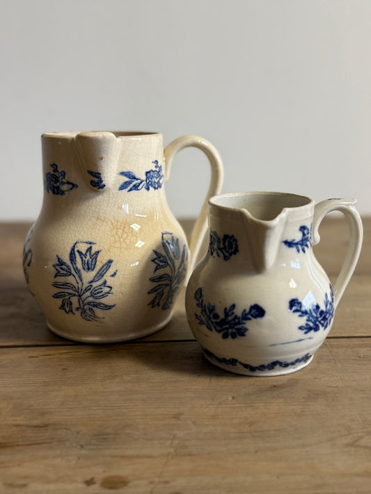 Saint Uze French Blue Transferware/Stoneware Pitcher