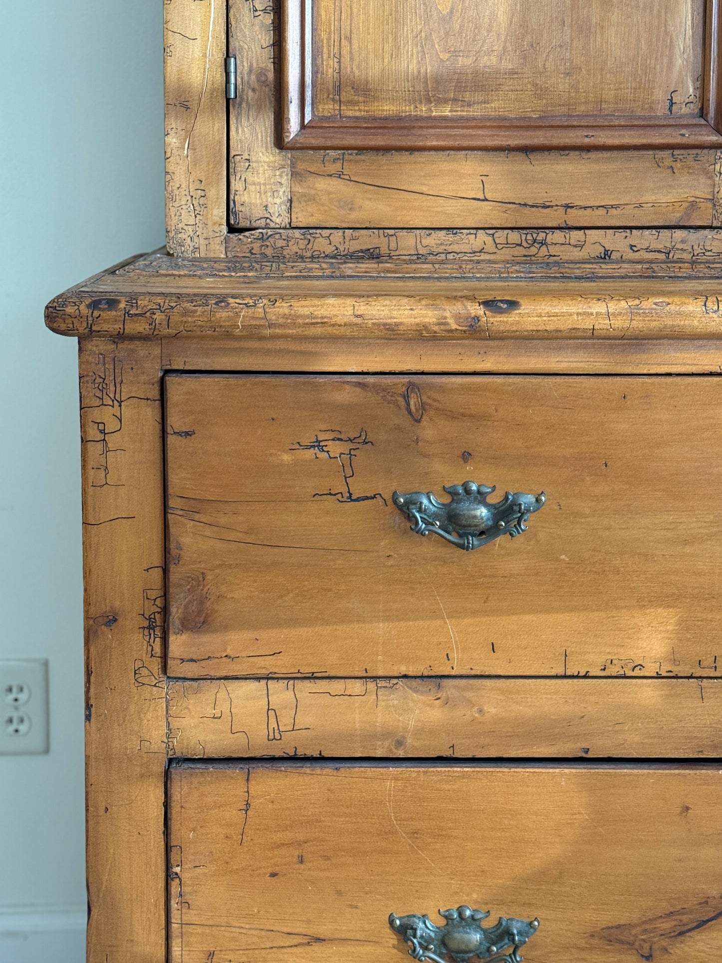 Large Antique Irish Pine Linen Press