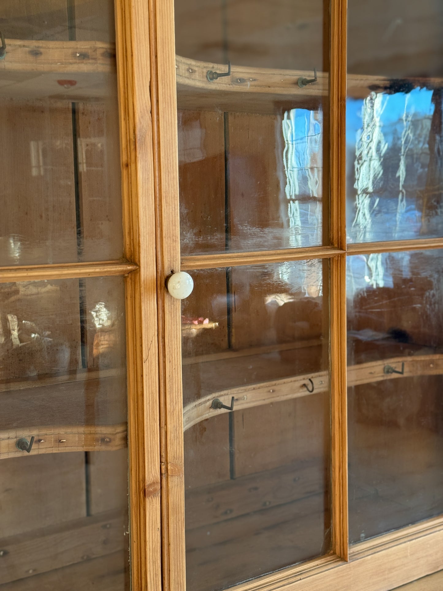 Antique English Pine Hutch with Glass Upper