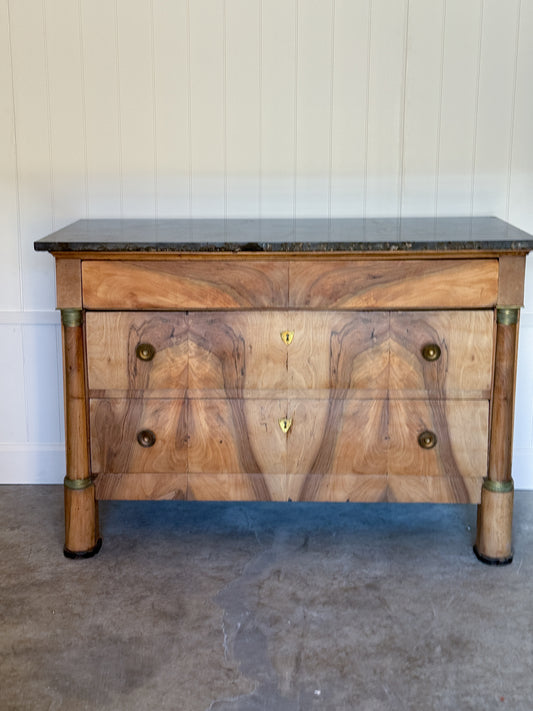 19th Century French Bleached Walnut Commode with Stone Top