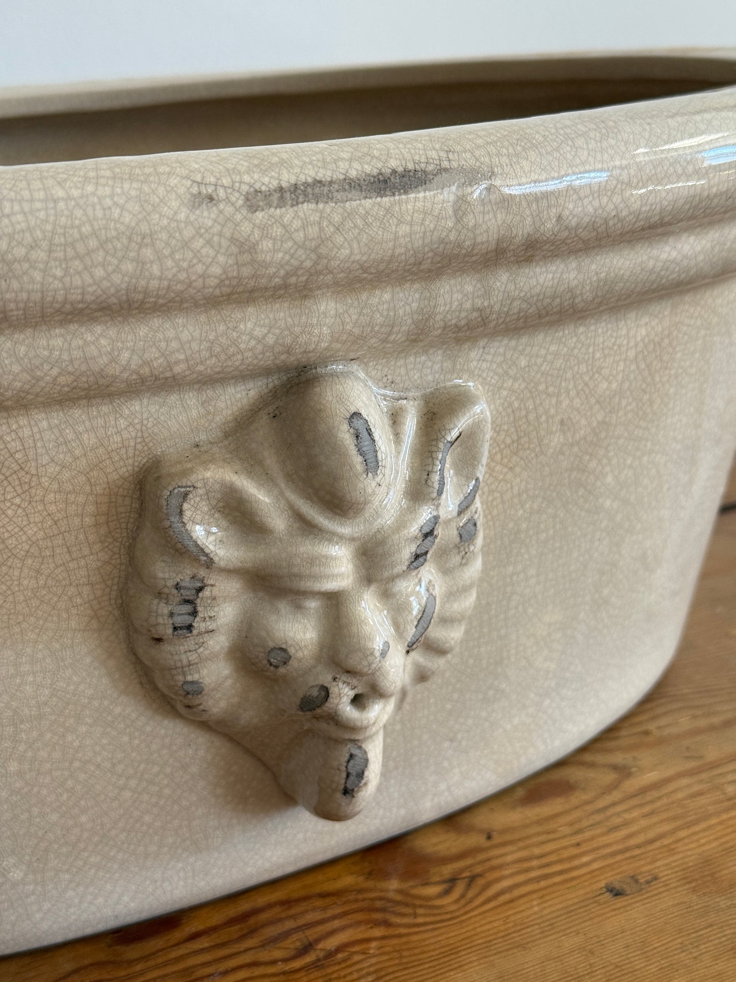 Large Antique English Lion Head Planter