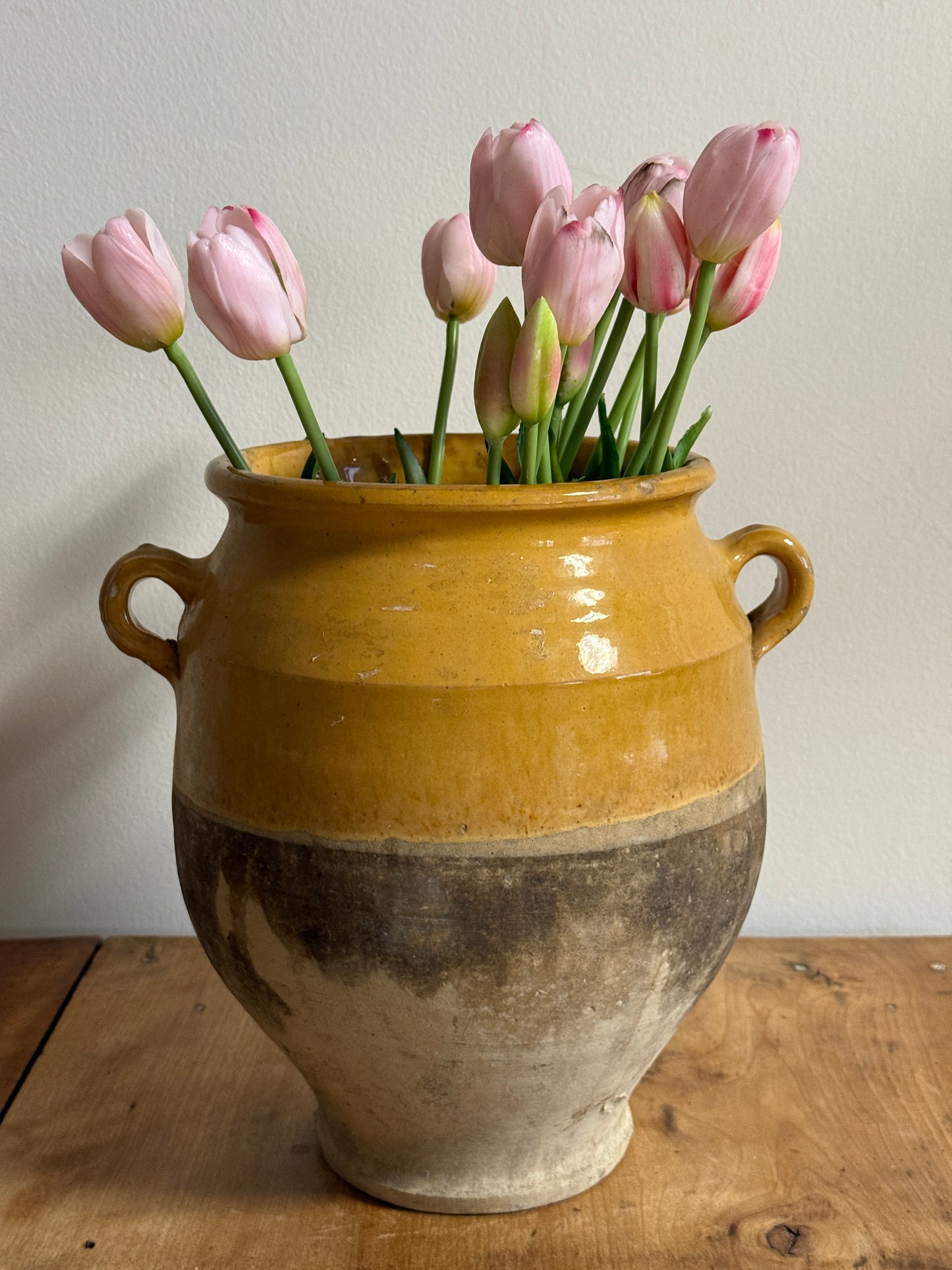 Rare Antique Ochre Yellow Glazed French Confit Pot