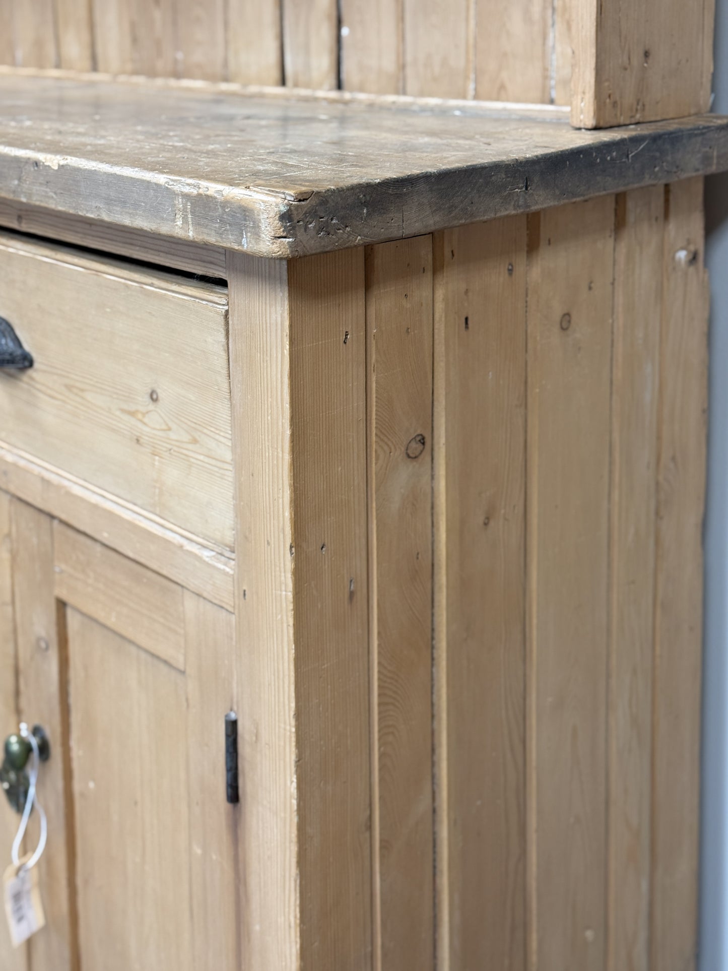 Large Antique English Pine Step-back Hutch