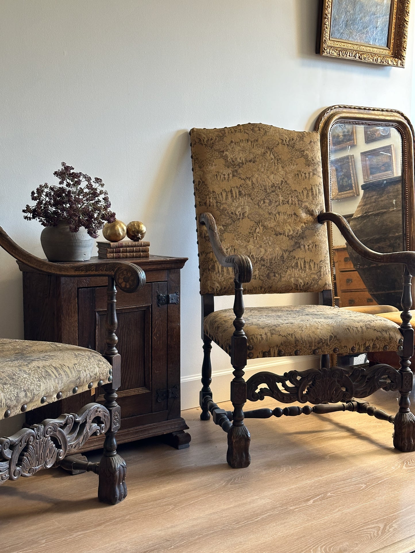 Set of Two Antique French Tapestry Chairs