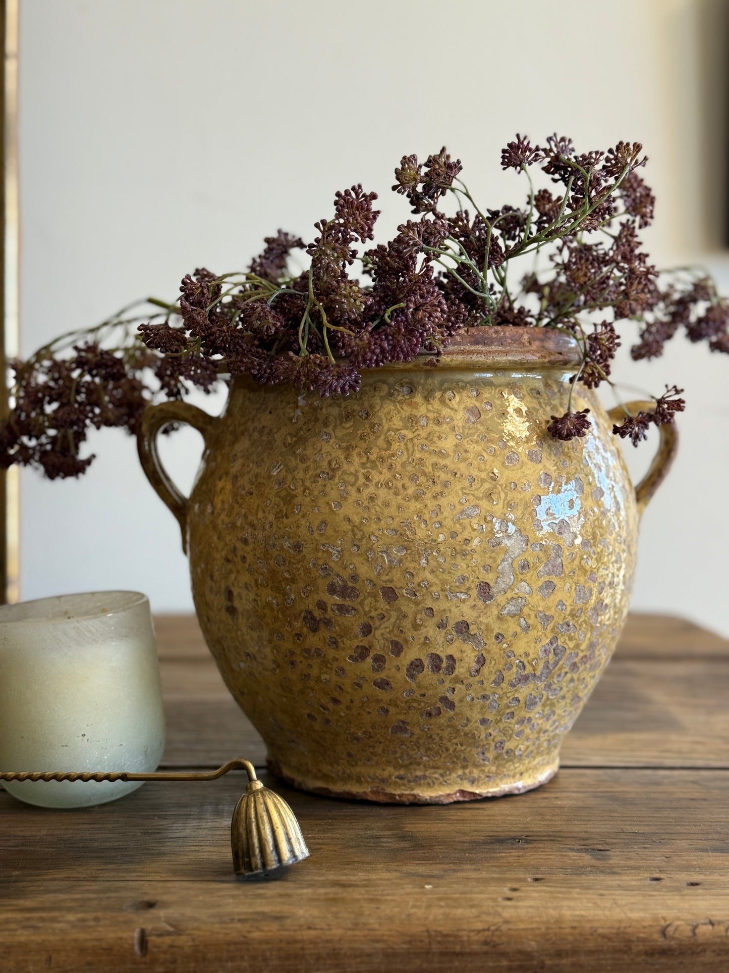 Rare Antique Ochre Yellow Glazed French Confit Pot