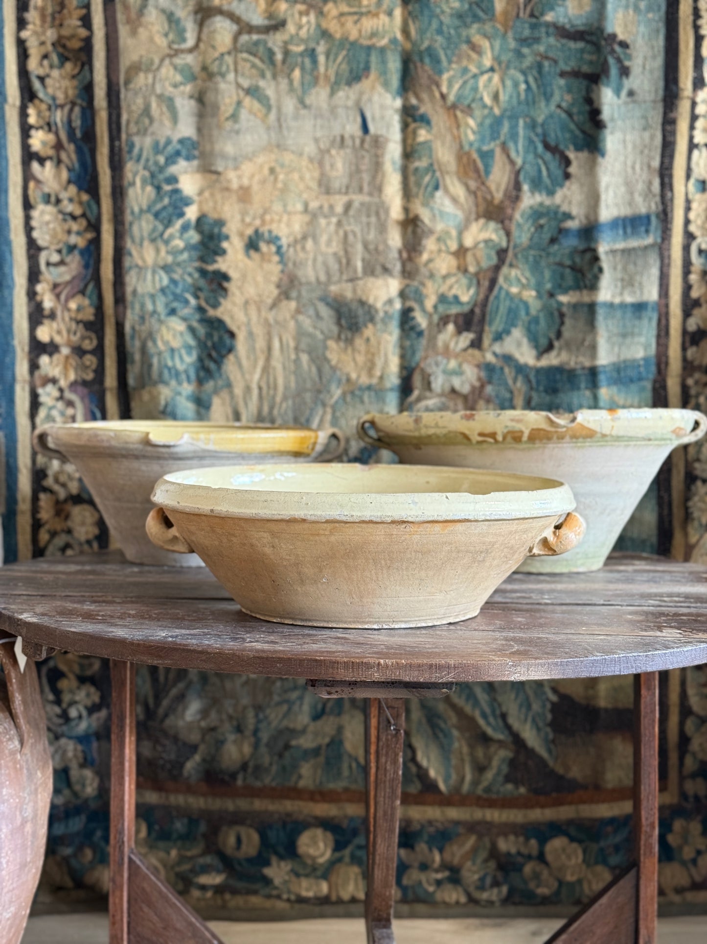 Large Antique French Dairy & Tian Bowls