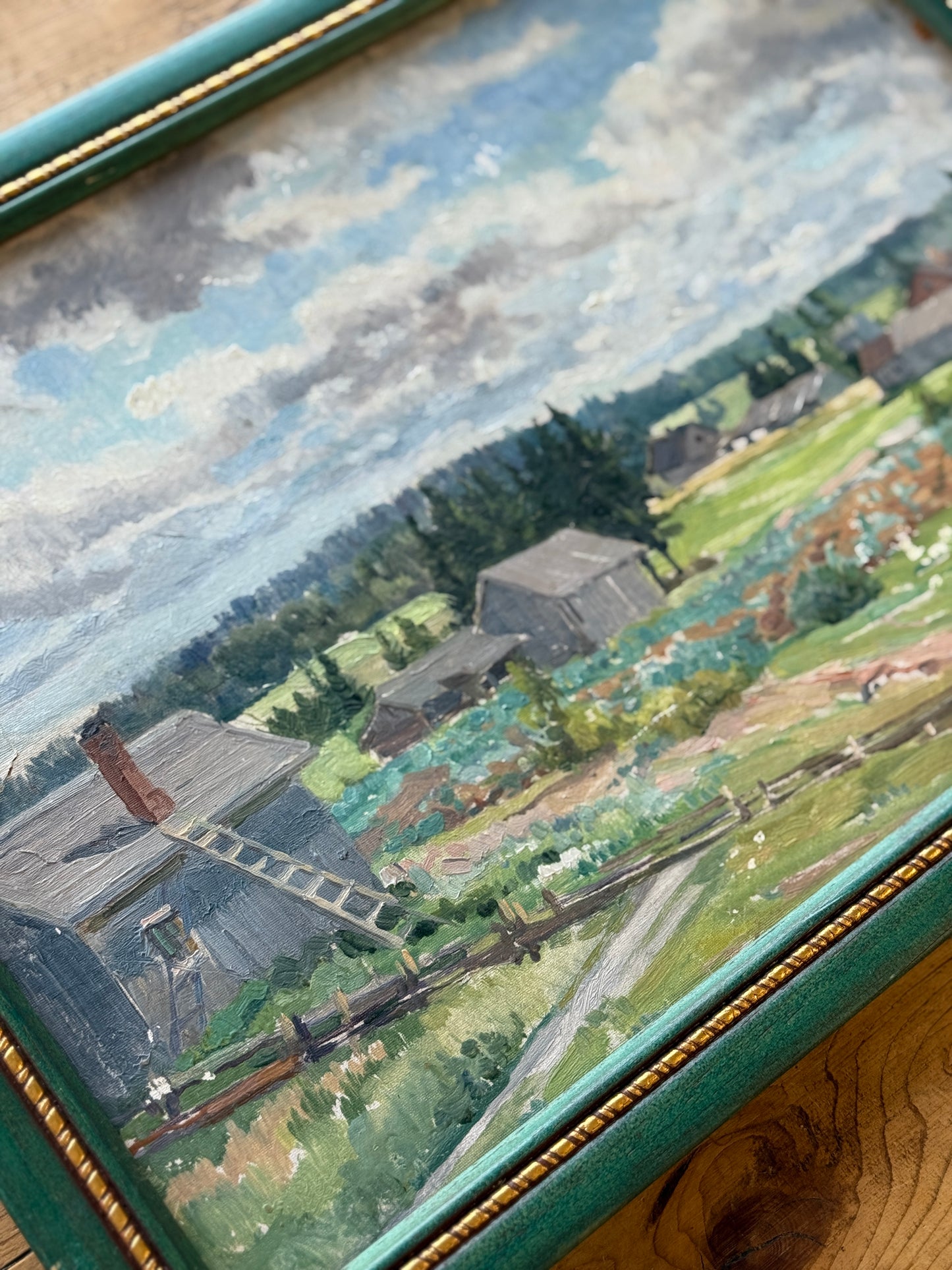 Vintage Original Oil, Country Village