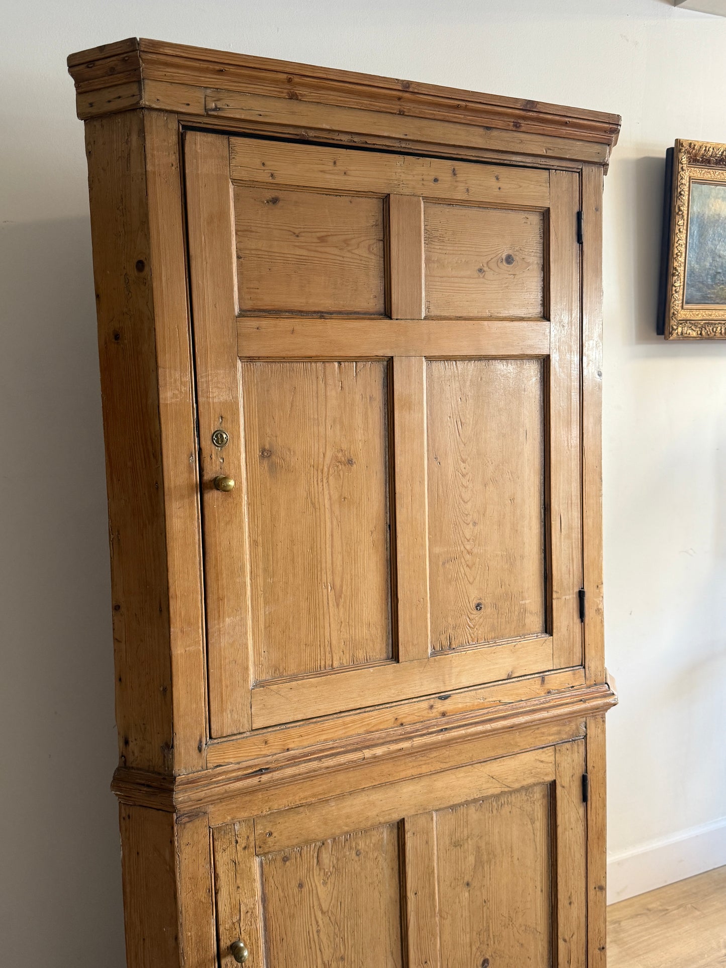 Antique Irish Pine Corner Cupboard