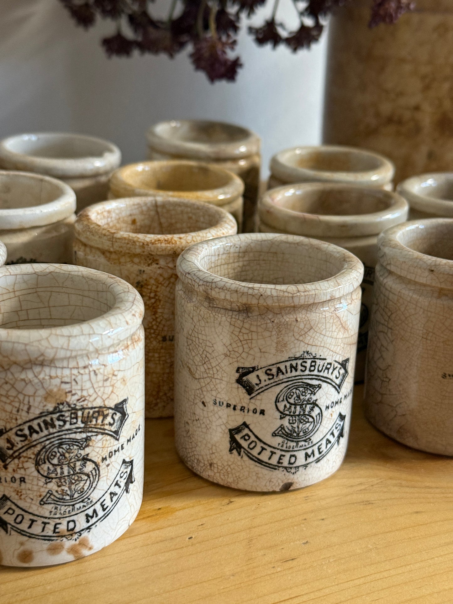 Antique English Potted Meat Jars