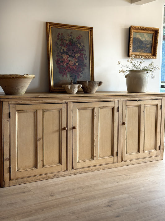 Monumental Antique English Pine Sideboard
