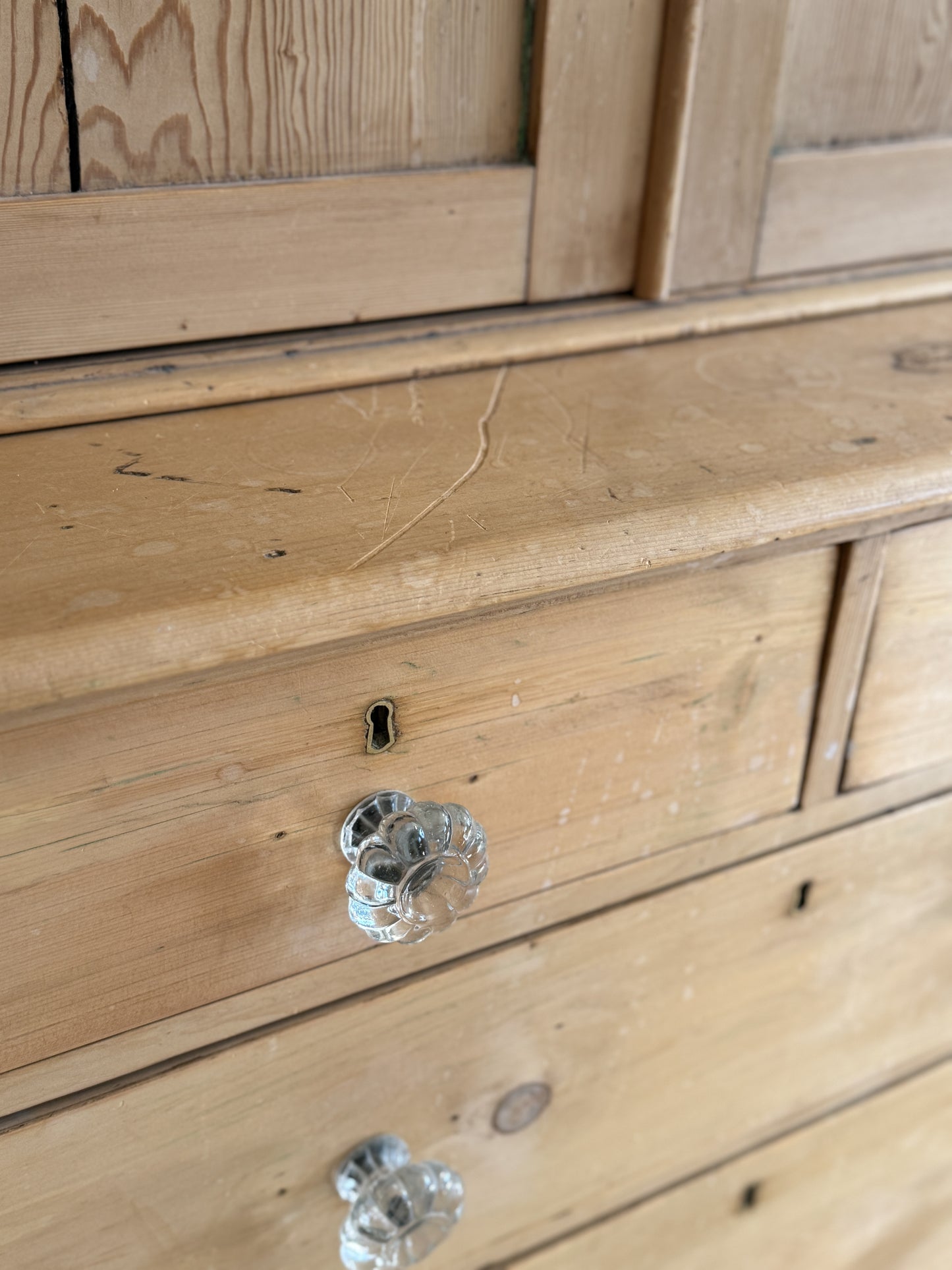 Antique English Pine Linen Press