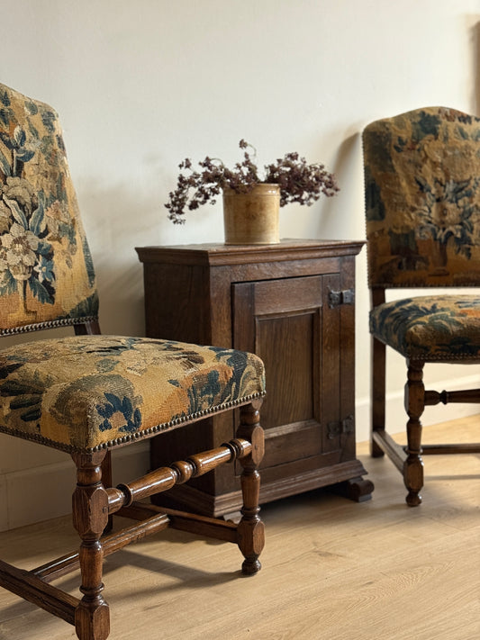 Pair of Two Antique 18th Century French Aubusson Tapestry Chairs