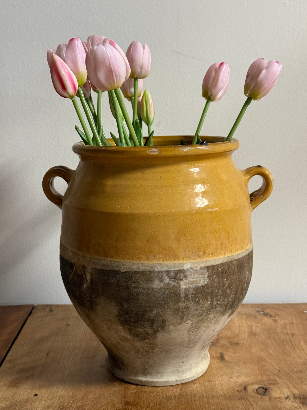Rare Antique Ochre Yellow Glazed French Confit Pot