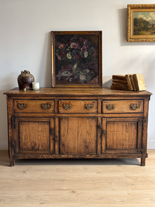 Antique English Pine Stained Sideboard