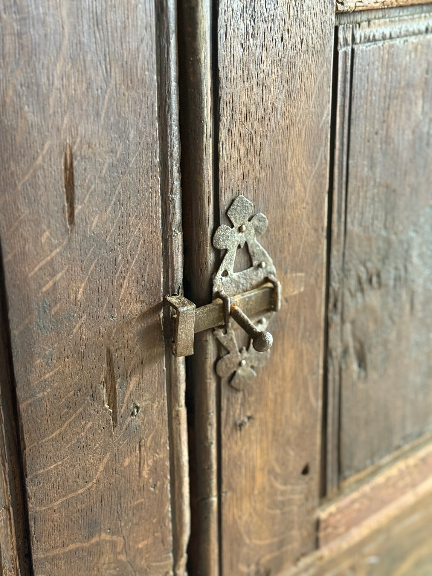 17th Century French Chestnut Sideboard with Leather Pulls