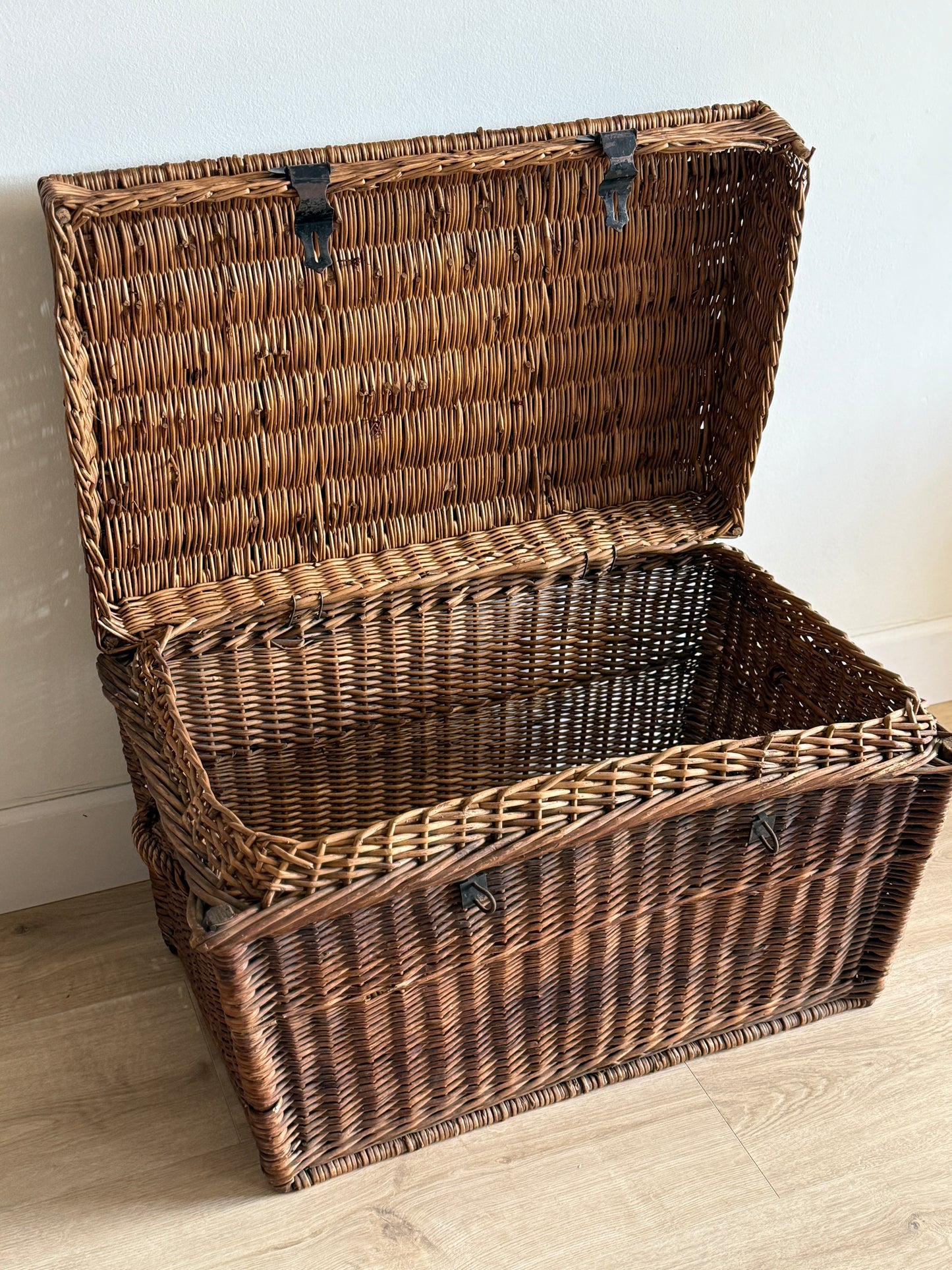 Antique English Woven Trunk, Dark