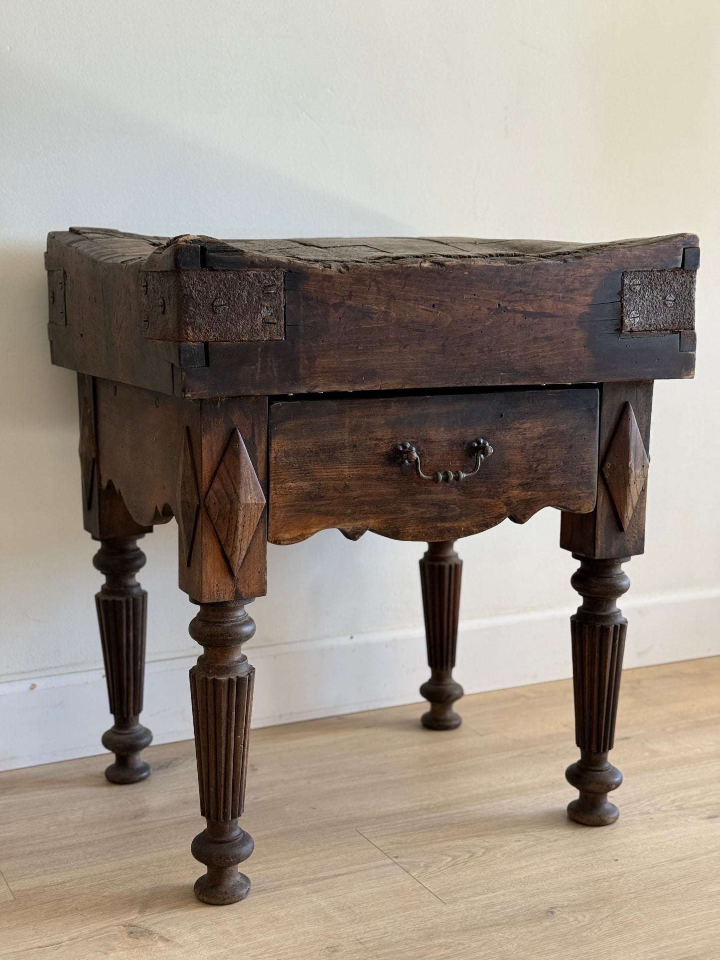 19th c. French Butcher Block Table