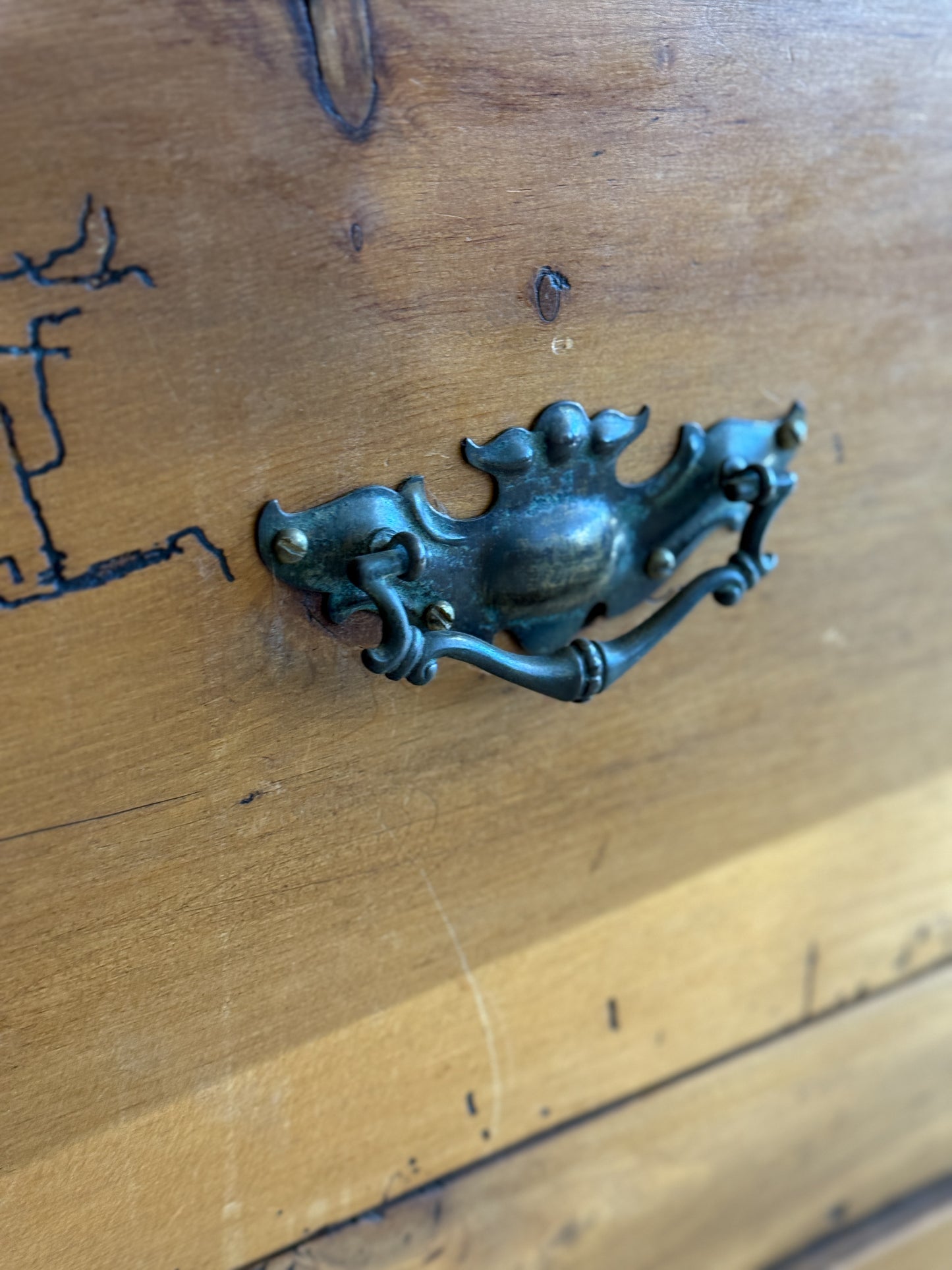 Large Antique Irish Pine Linen Press