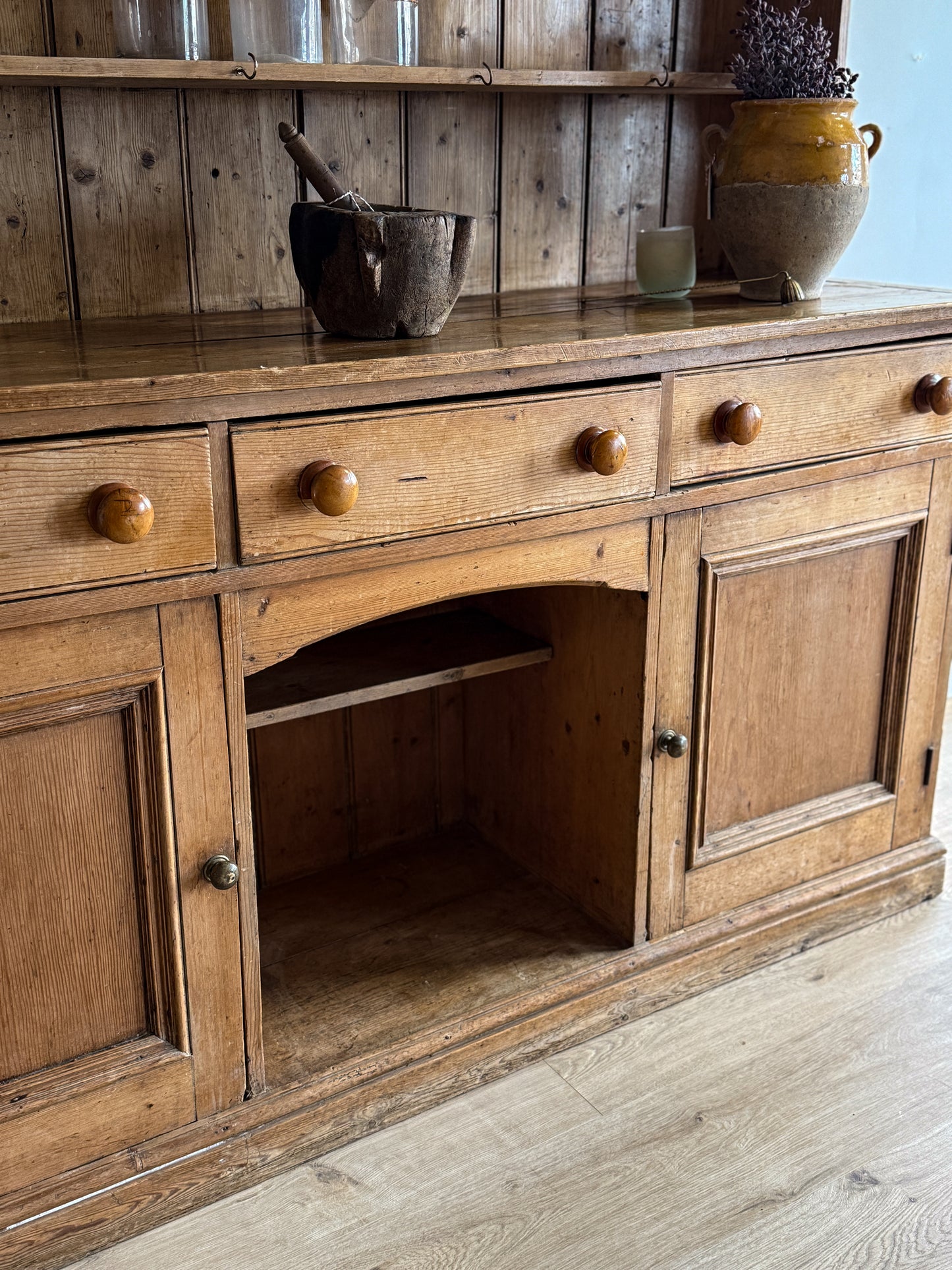 Large Antique English Pine Hutch