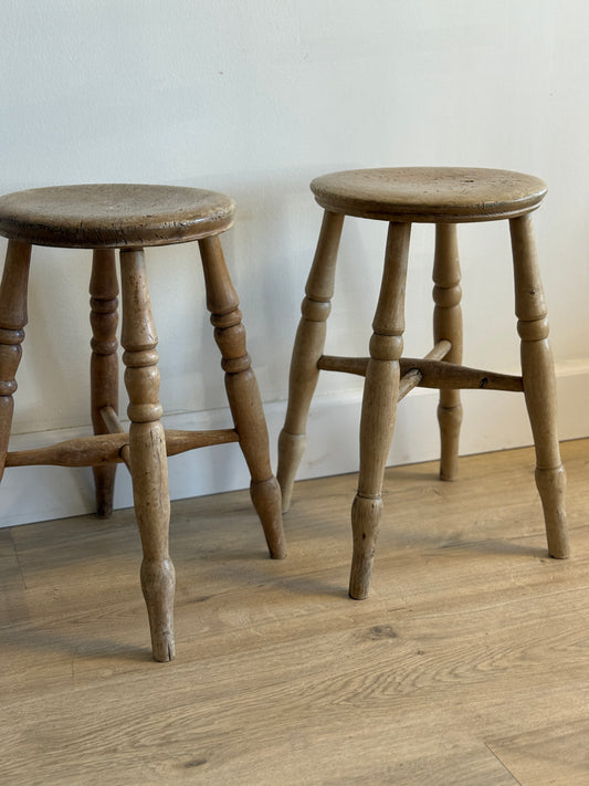 Pair of  Antique English Pine Stools