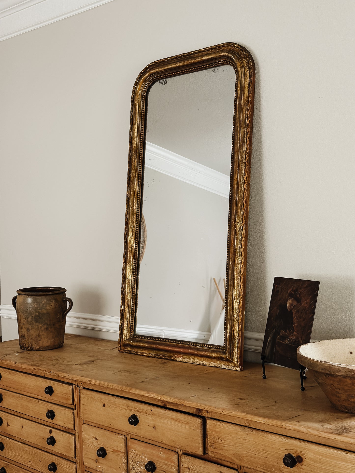 Original Tall Antique French Louis Mirror