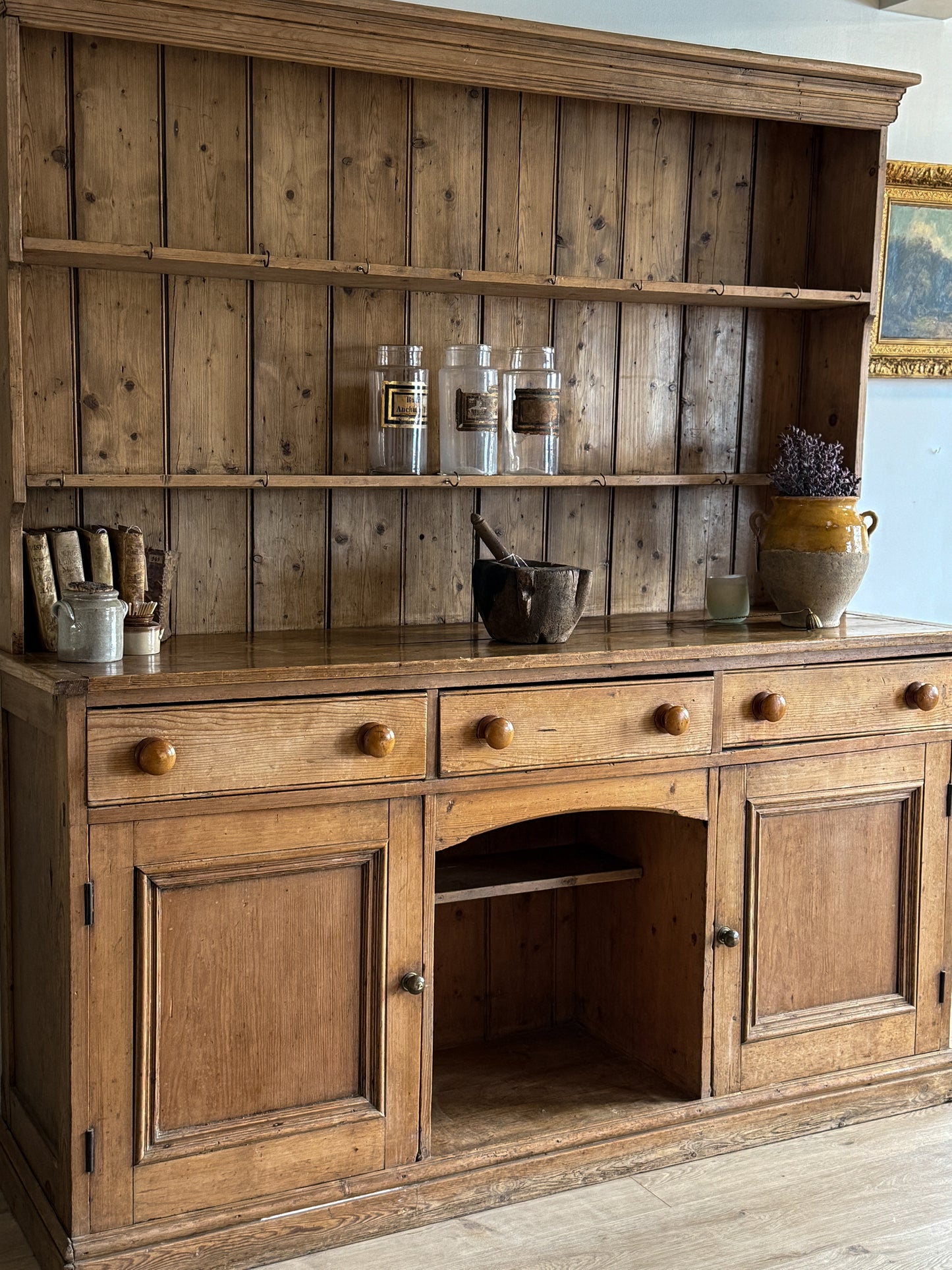 Large Antique English Pine Hutch