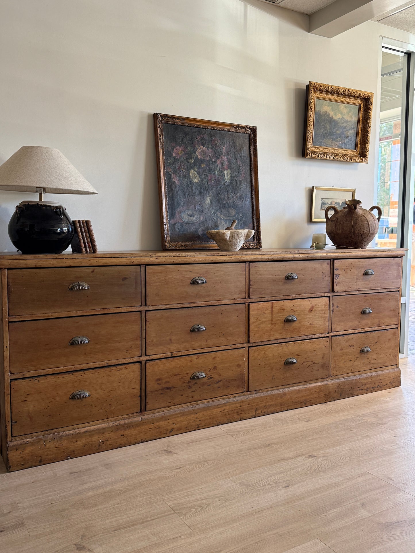 Antique Twelve Drawer Shop Counter/Sideboard