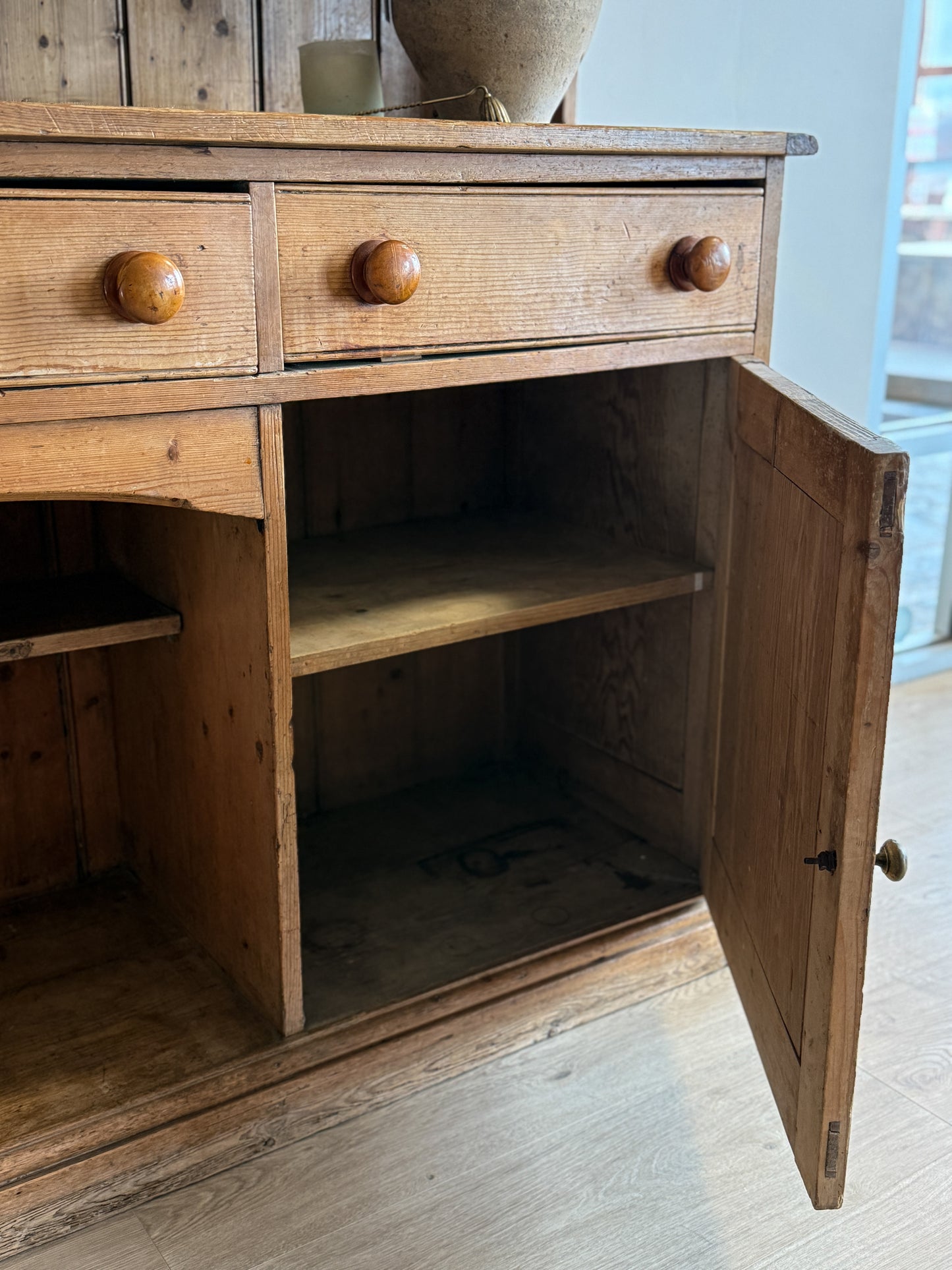 Large Antique English Pine Hutch