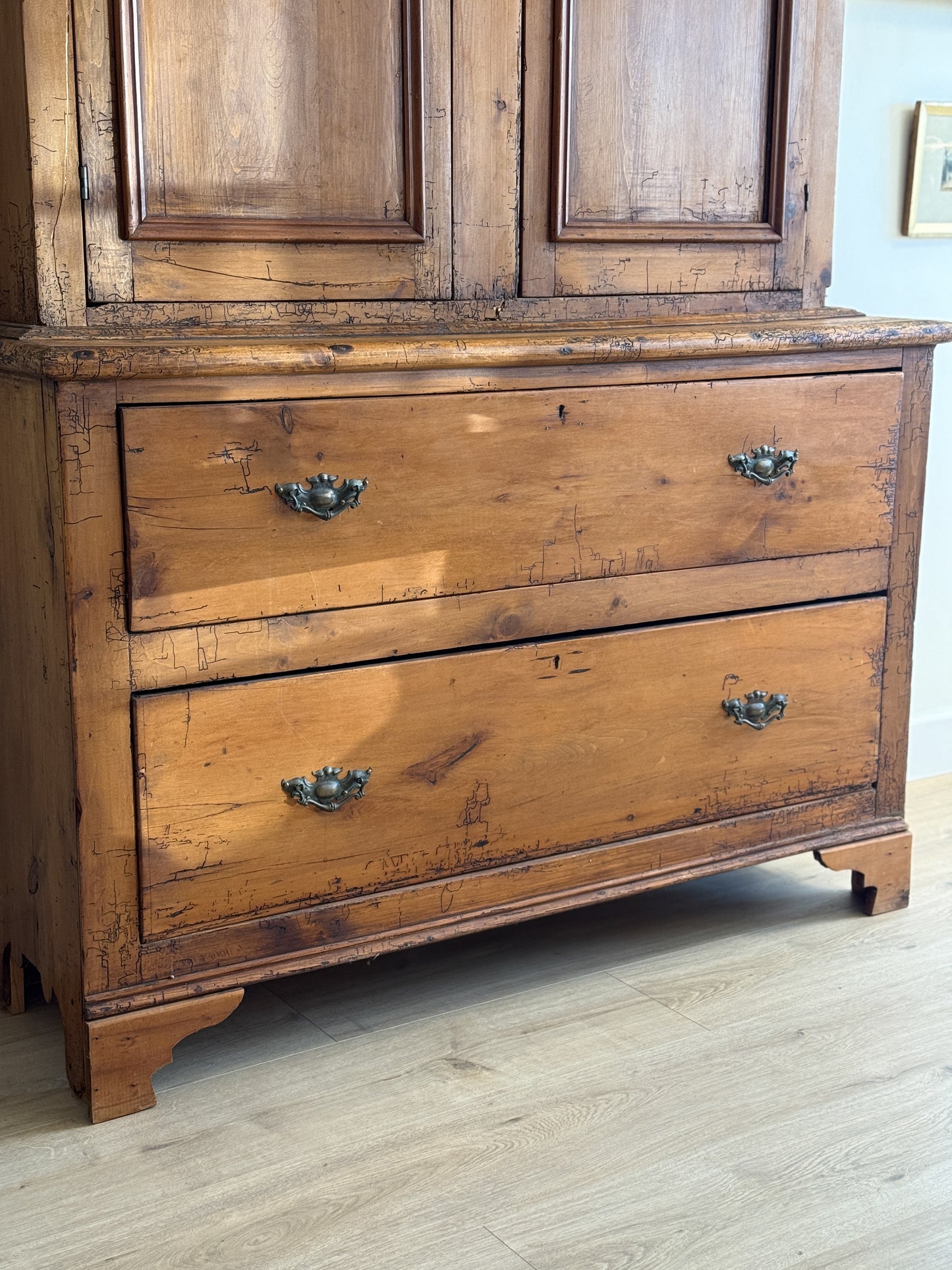 Large Antique Irish Pine Linen Press