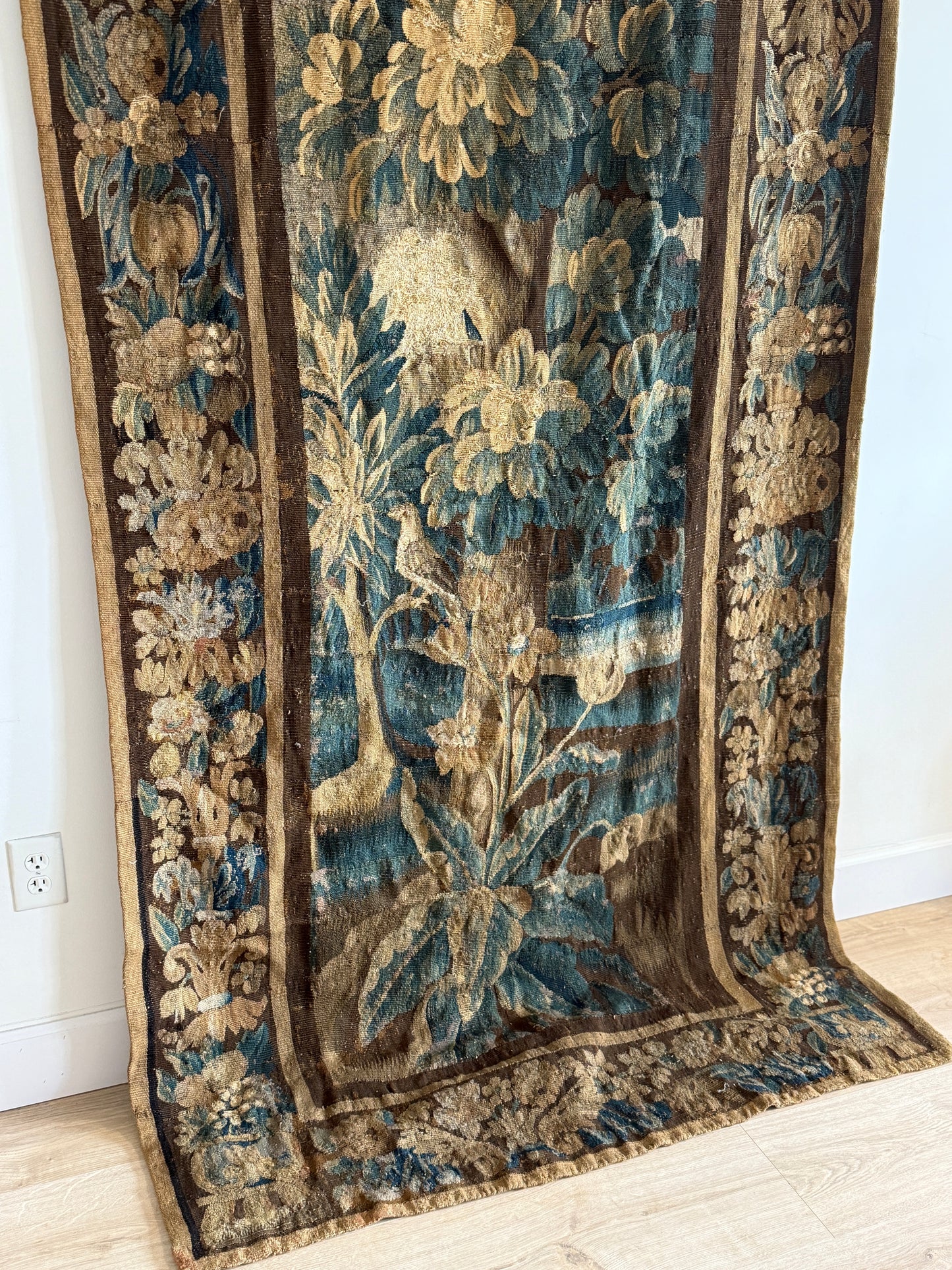 Rare 17th Century French Aubusson Tapestry/Portiere Door Hanging from Correze