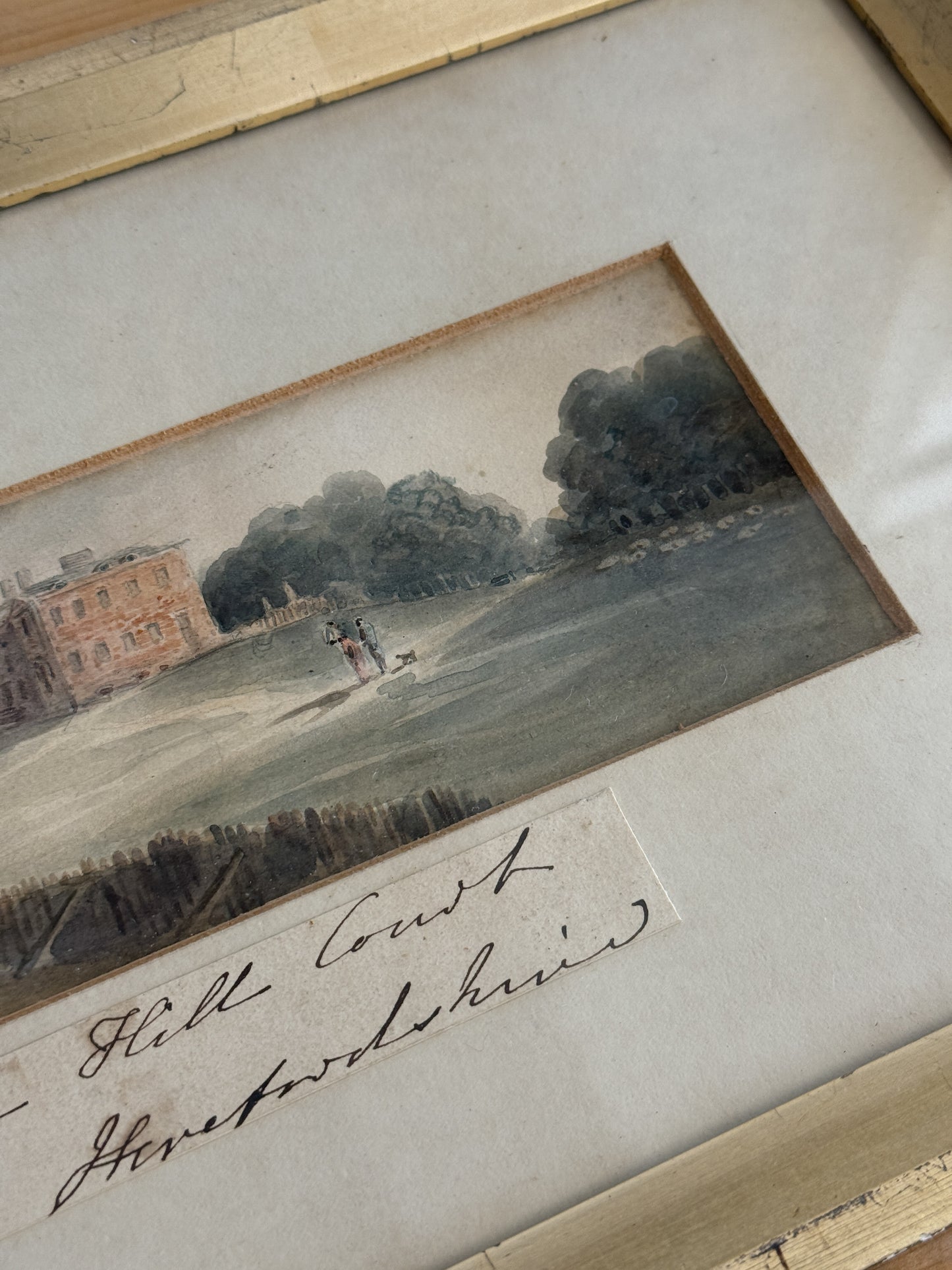 Antique Original English Watercolor Painting, The Hill Court