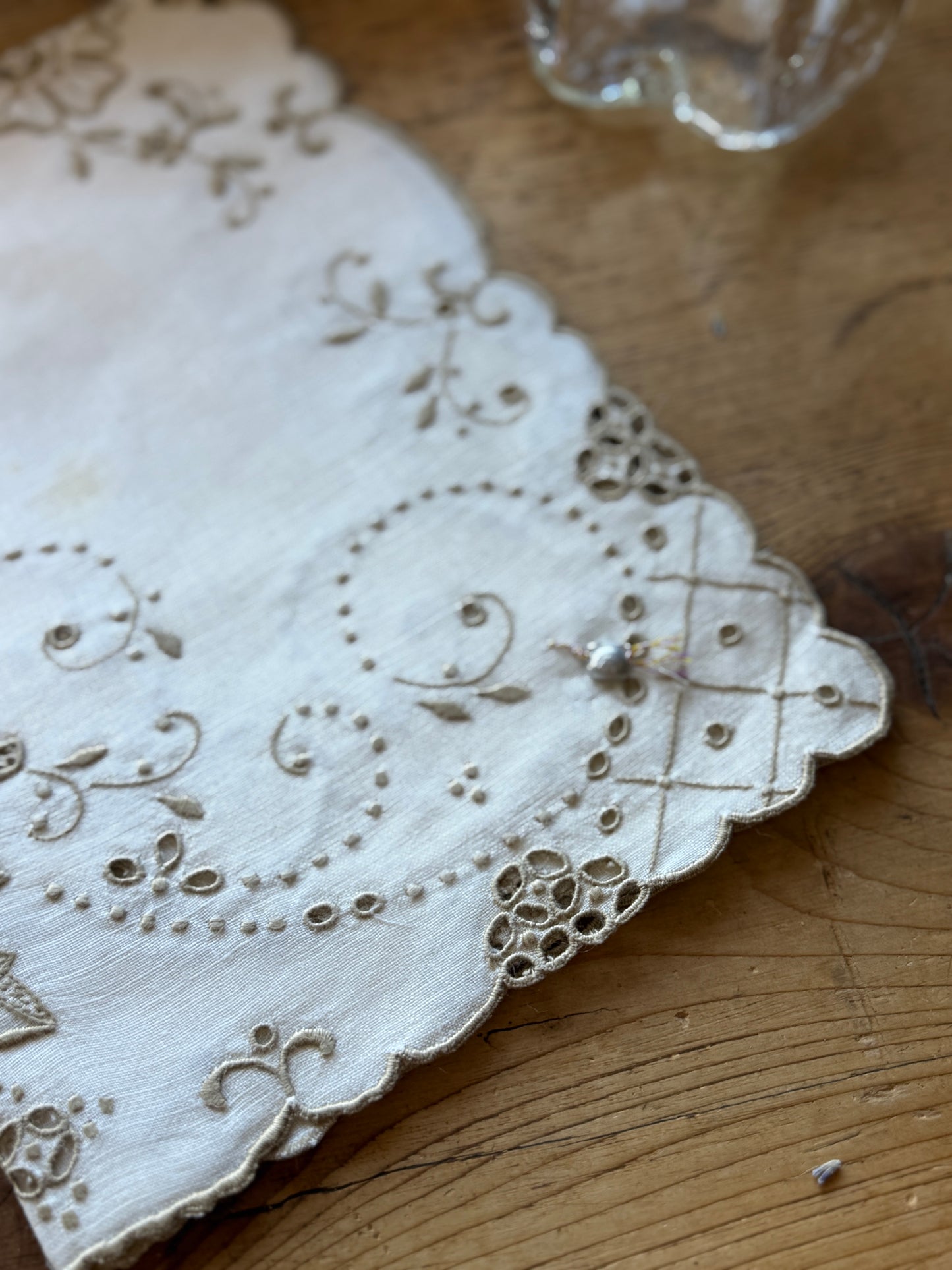 Antique Irish Linen, Hand Embroidered with Original Seal (1920's)