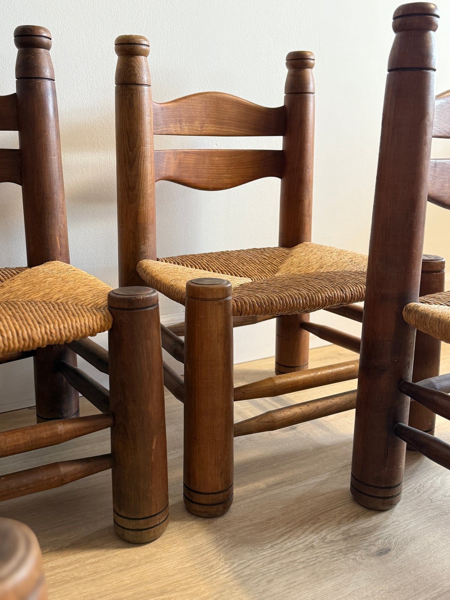 Set of Four Low Rush Chairs by Charles Dudouyt