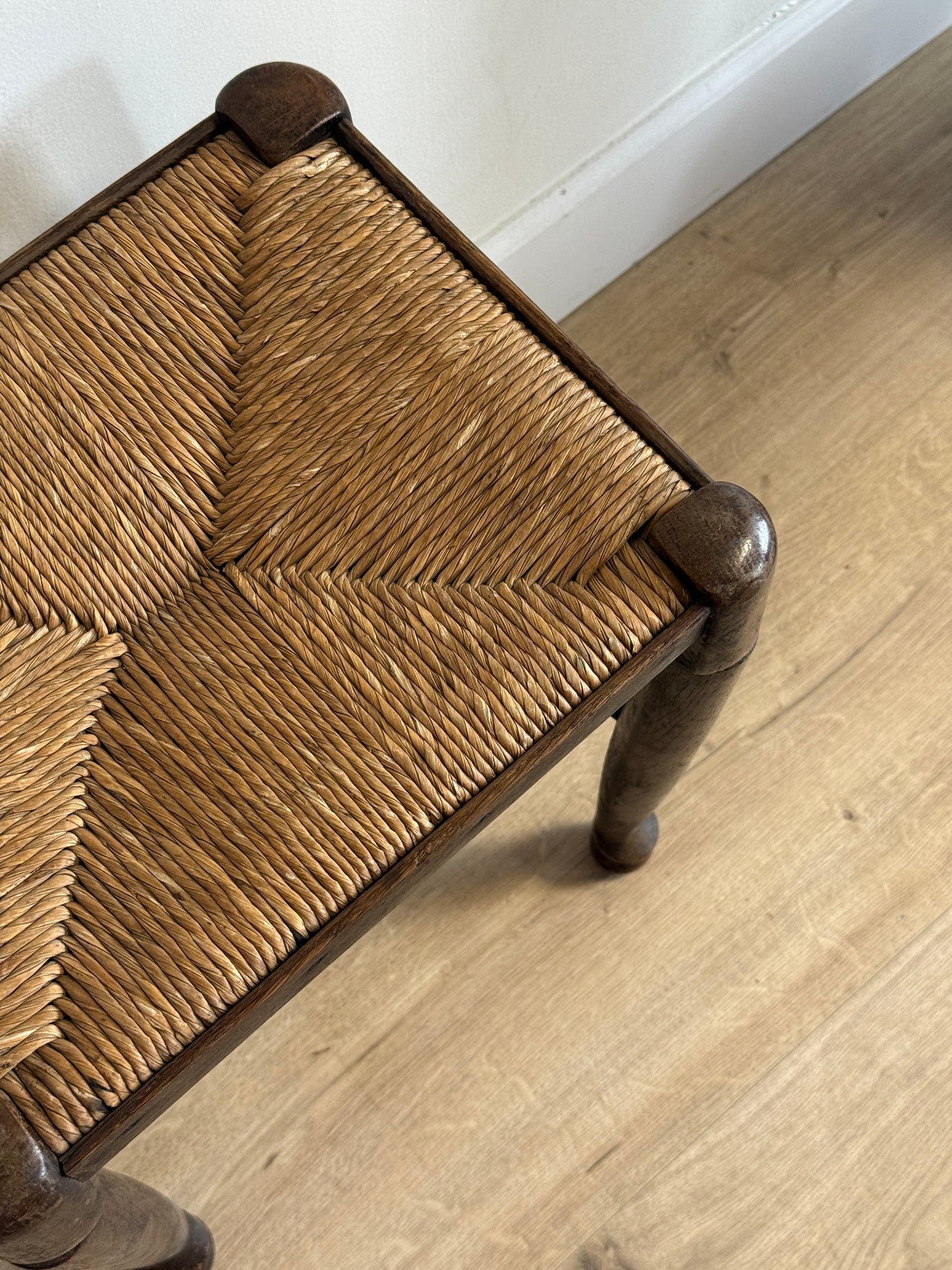 Antique English Rush Stool